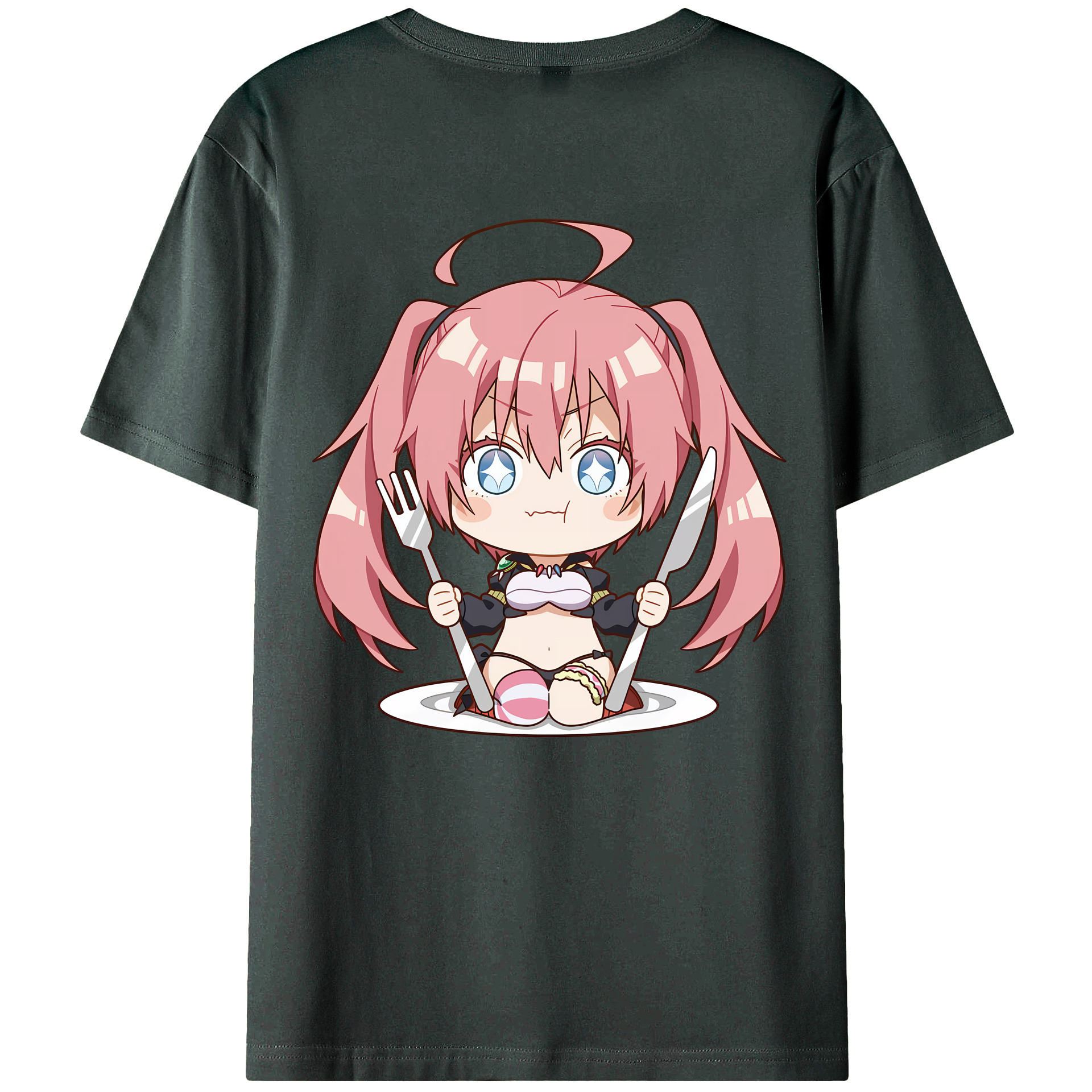 （画像用） 転スラ Regarding Reincarnated to Slime 綿100％ メンズ半袖Tシャツ（バックプリント） 通気性
